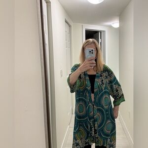 Vibrant Teal Patterned Boho Topper